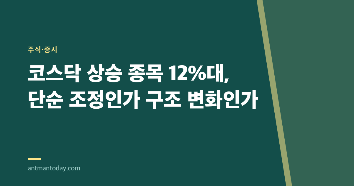 코스닥 상승 종목 12%대, 단순 조정인가 구조 변화인가